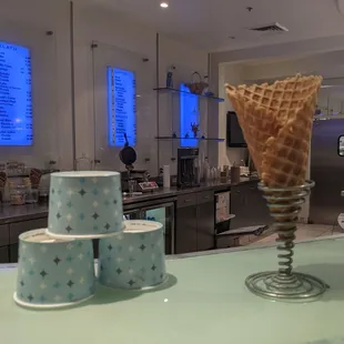 Cups and waffles