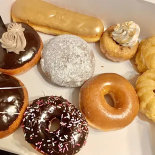 Assorted December doughnuts along with some off their regular list