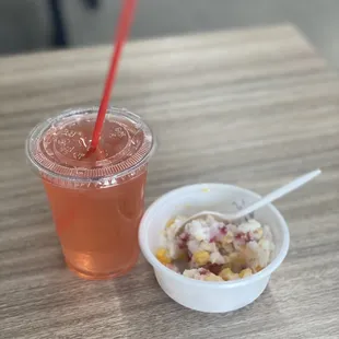 Yogurt Binsu with mango strawberries and pineapple.