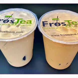 Black milk tea &amp; Thai milk tea w/ grass jelly