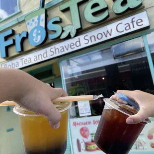 Mango Green Tea &amp; Rose Black Tea with boba