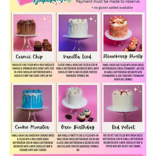 Shop Cake Menu