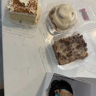 Tres Leche, Cinnamon Roll, bread Pudding, cookie Monster Cupcake