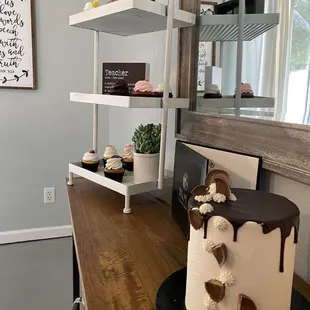 Peaunut butter chocolate cake and assorted cupcakes