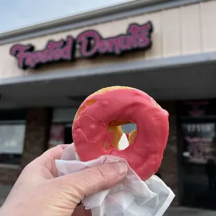 Strawberry donut, gluten free and dairy free!