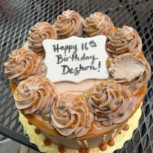 Salted Caramel Cake ( the smashed swirl was our fault)