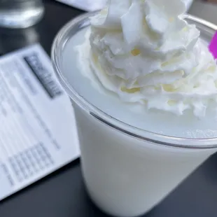 whipped cream in a plastic cup