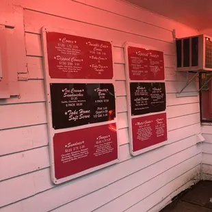 menus on the wall of a restaurant