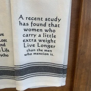 a towel with a quote on it