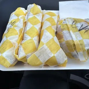 3 hotdogs and a double cheeseburger before being opened