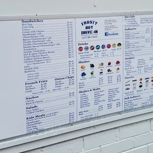 Menu at drive thru