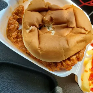 BBQ sandwich,  messy, they gave me a fork