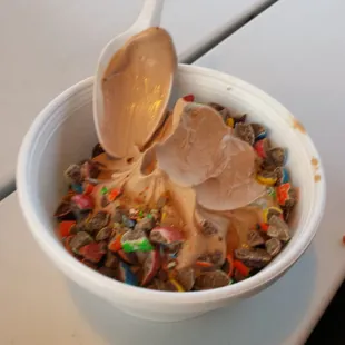 Chocolate soft serve with M&amp;Ms