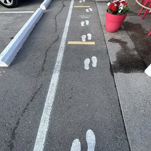 foot prints in parking lot