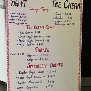 Prices are very Decent on  Gunther  and a frozen yogurt with lots of toppings lots of more choices for shakes and mango nada