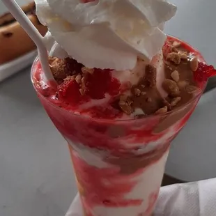 peanut parfait with cherries, 6$