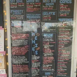 The menu continues