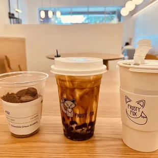 Chocolate Cream Pudding, Brown Sugar Latte, Black Tea
