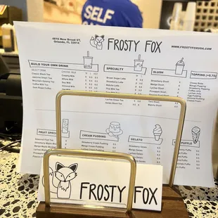 Free stickers and printed menu