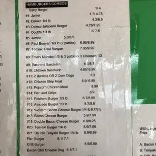a menu for a restaurant