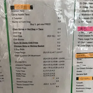 menu