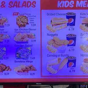 a menu for a fast food restaurant