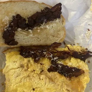 "Burnt bacon sandwich! Also ordered a chicken salad that came with burnt, inedible chicken. First and last thing me here. What a shame.