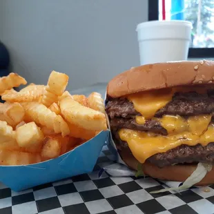 Triple Burger, Fries and the Drink  Bro it&apos;s stupid