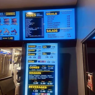 menus and prices on the wall
