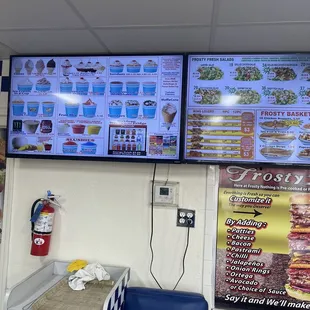 the menus of a fast food restaurant
