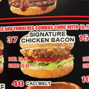 Chicken Sandwich picture on their menu