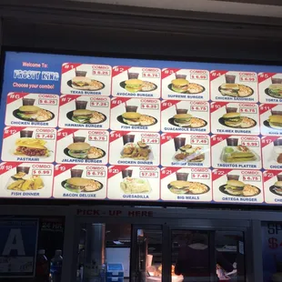 the menu of a fast food restaurant