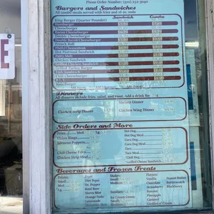 Menu as of December 2023