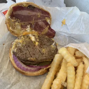 Double Bacon Cheese Burger Combo (turkey bacon)