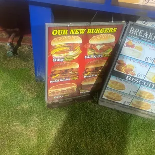 two menus on display at a fast food restaurant