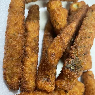 a close up of some fried food