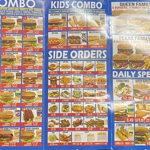 a menu for a burger restaurant