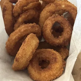 Onion rings dreams are made of Lol with homemade ranch!! Sweet onions perfectly cooked nothing was greasy!