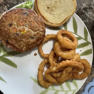 Inside of my tasty veggie burger!