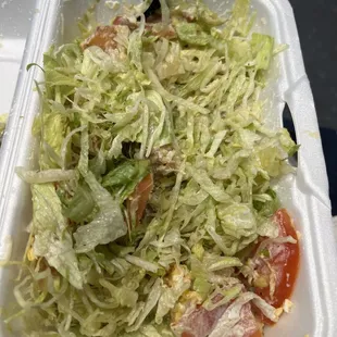 The most ugly salad I've ever gotten. Absolutely horrible, literally threw all of burger toppings in a container. Disgusting