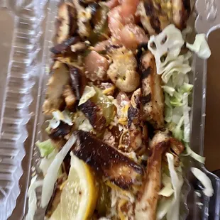 Grilled chicken salad sorry for the blur. -_-