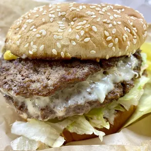 Double cheeseburger with Swiss