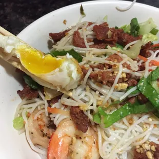 C5 Pork and Shrimp Vermicelli with an egg.