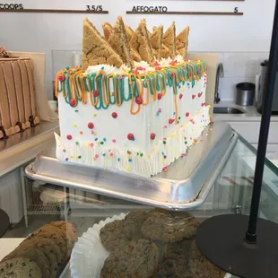 Birthday cake, below are cookies