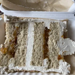 Slice of peach pie cake... Yum!