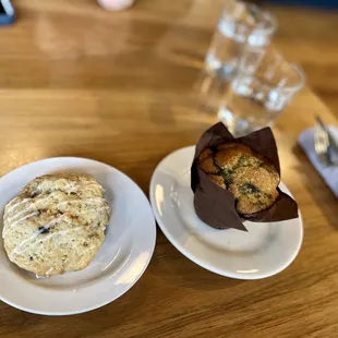 Blueberry scone and blue berry lemon muffin!