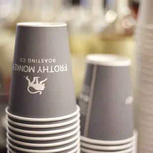 Cups at the coffee bar.