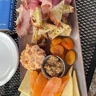 Charcuterie plus cheeses.