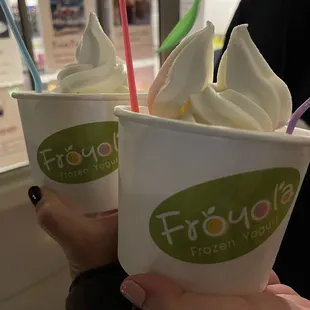 two cups of frozen yogurt