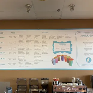 Menu for Drinks